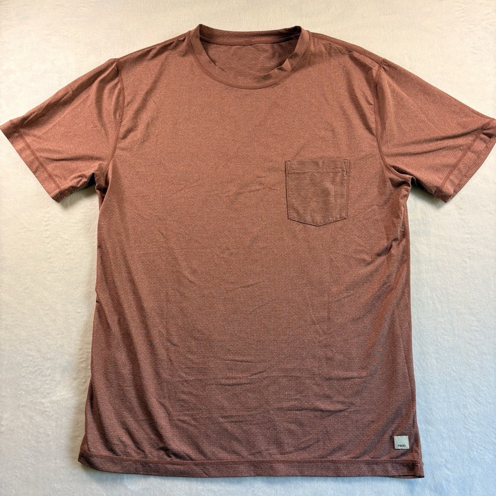 Vuori Tradewind Performance Pocket Tee Mens Large Red Training Mesh Shirt V109